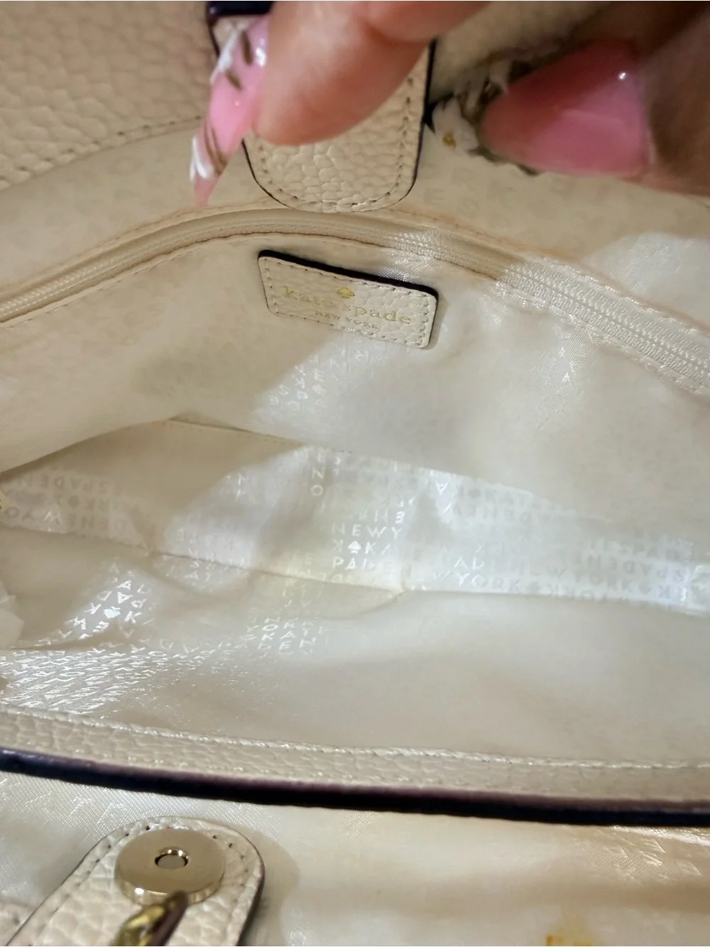 kate spade Cream Pebbled Leather Crossbody Bag with Gold-Tone Snap - Picture 7 of 7